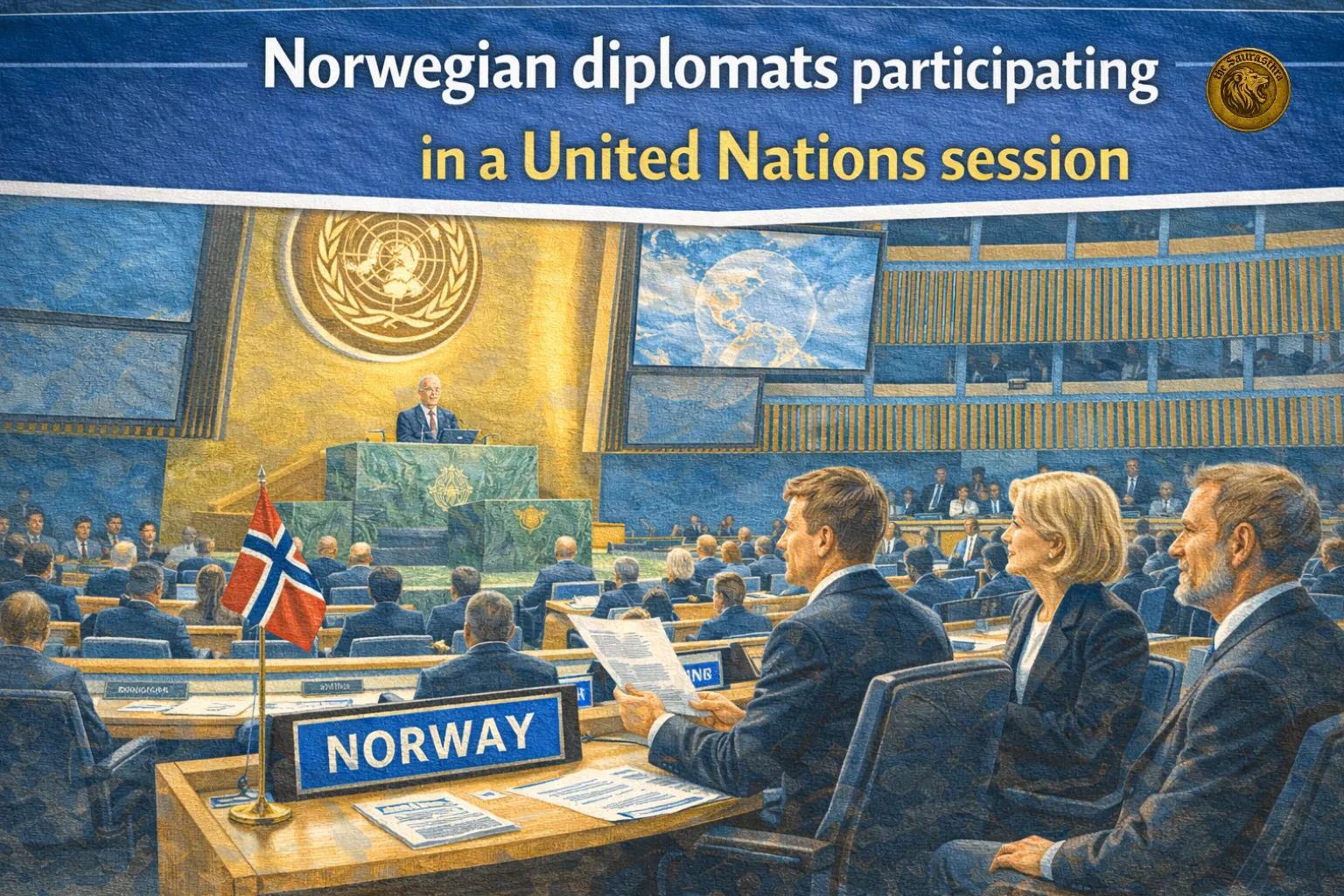 Norwegian diplomats participating in a United Nations session