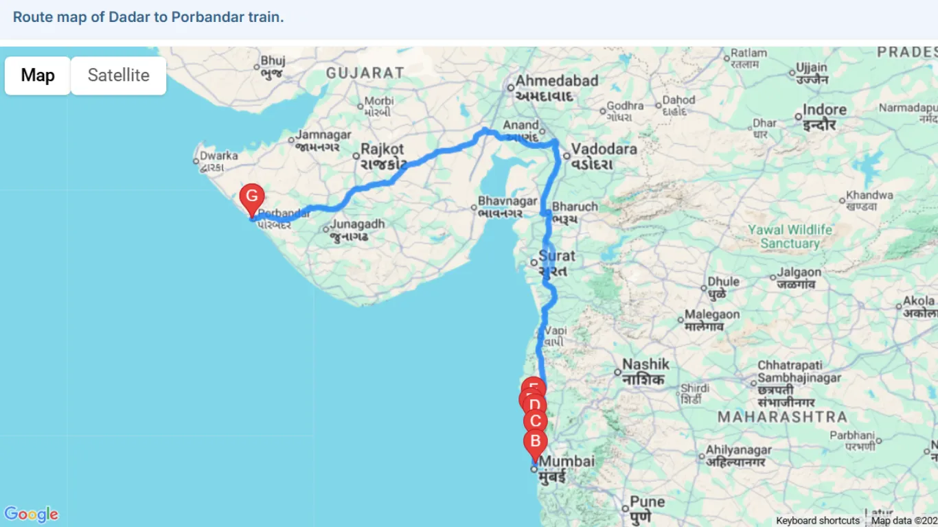 Saurashtra Express Route